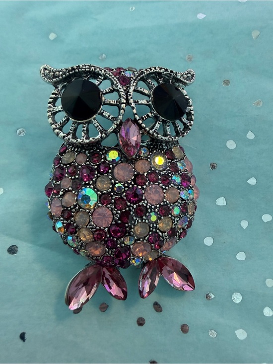 Jewelry - Sparkling Pink Purple Owl Brooch